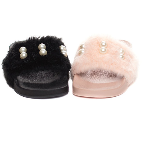 Pearl Fur Slide